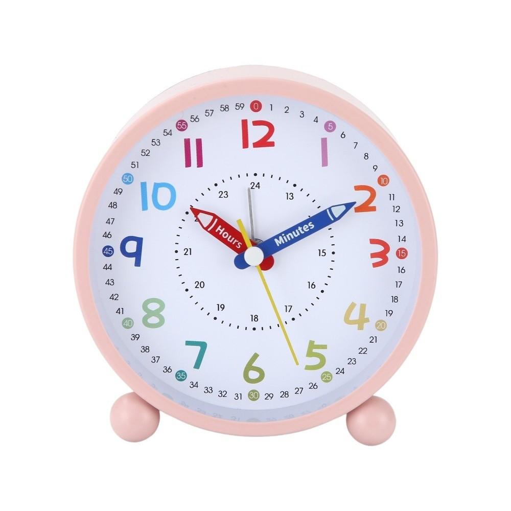 Portable Children s Alarm Clock Pencil Design Desk Clock Retro Alarm Clock Students Learning розовый