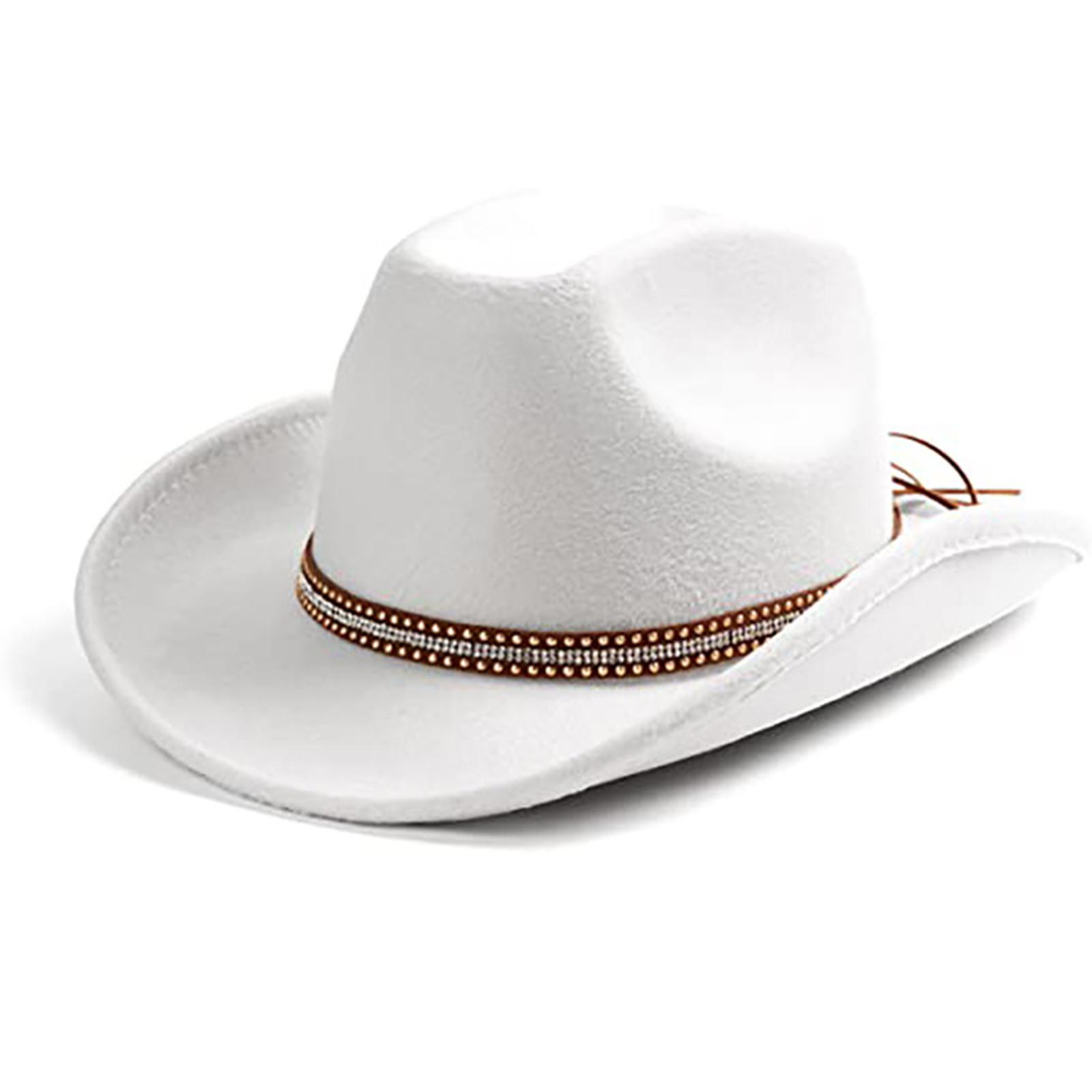 

Cowboy Hat Wide Brim Knight Hat for Disco House Cocktail Parties Vacation Simple Style for Comedian Actor білий