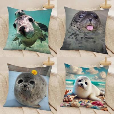 1Pc Seal Sea Cute Pillow Case Fashion Square Pillowcase Bedroom Sofa Room Ins Decoration Leisure