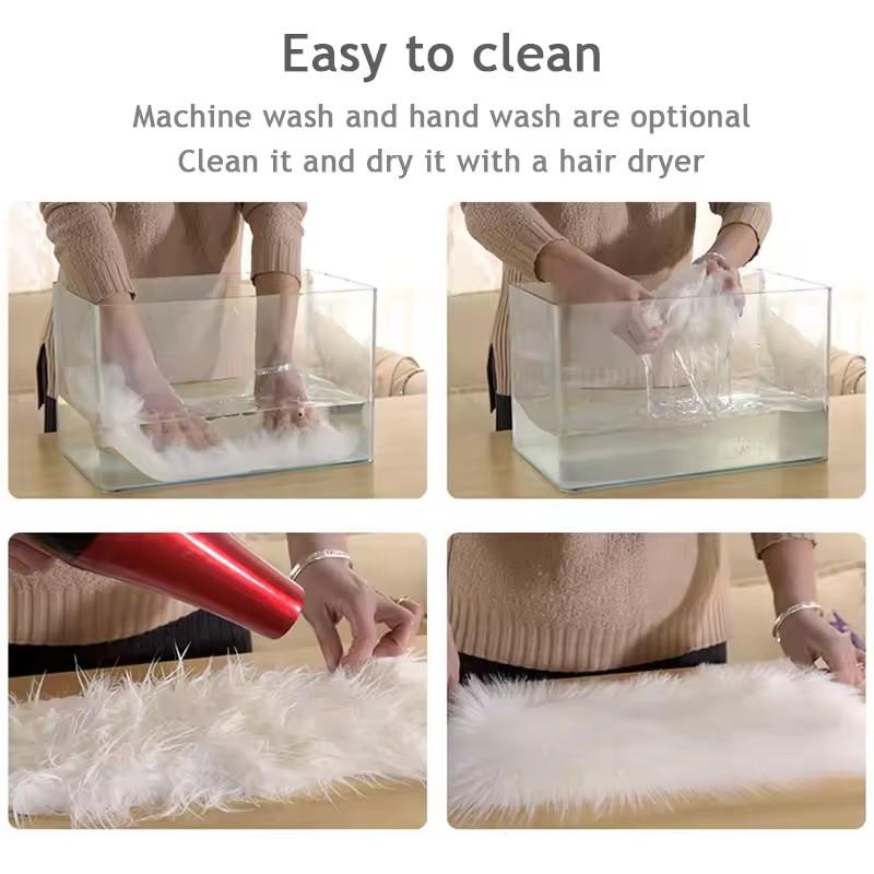 30x40cm Small Size Heart Shaped Fluffy Rug Shaggy Faux Wool Carpet Sofa Cushion Living Room Bedroom Decorative Floor Mats