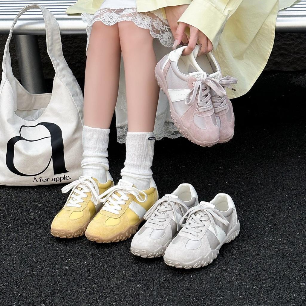 Leather Version~ New Small Inner Height Increase Forrest Gump Training Shoes Women's Versatile Lace-up Casual Sports Shoes Platform Shoes