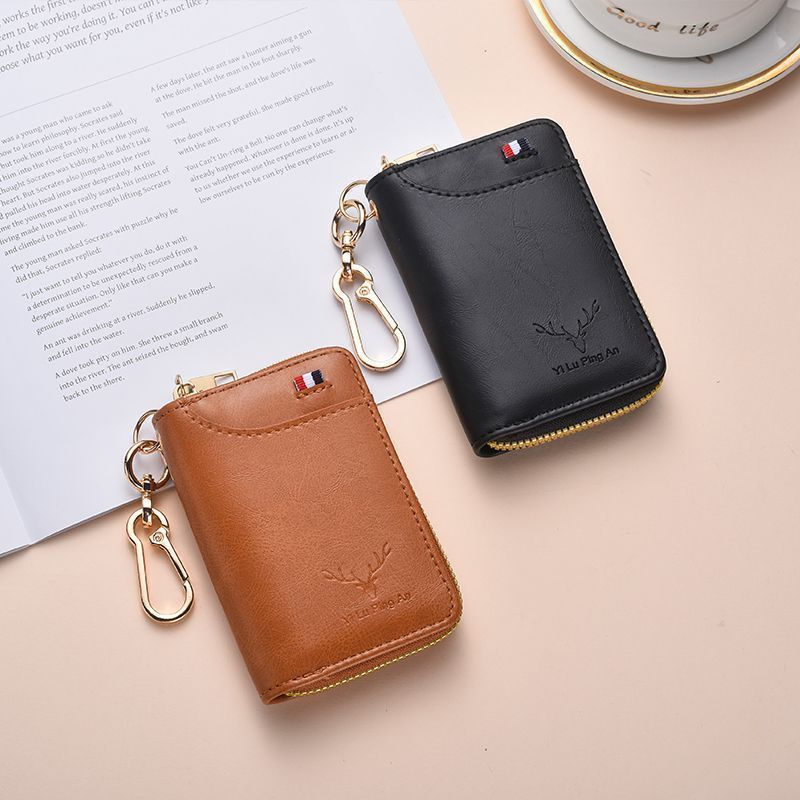 Multifunctional Car Key Case With Zipper And Soft Pu Material For Travel And Commuting