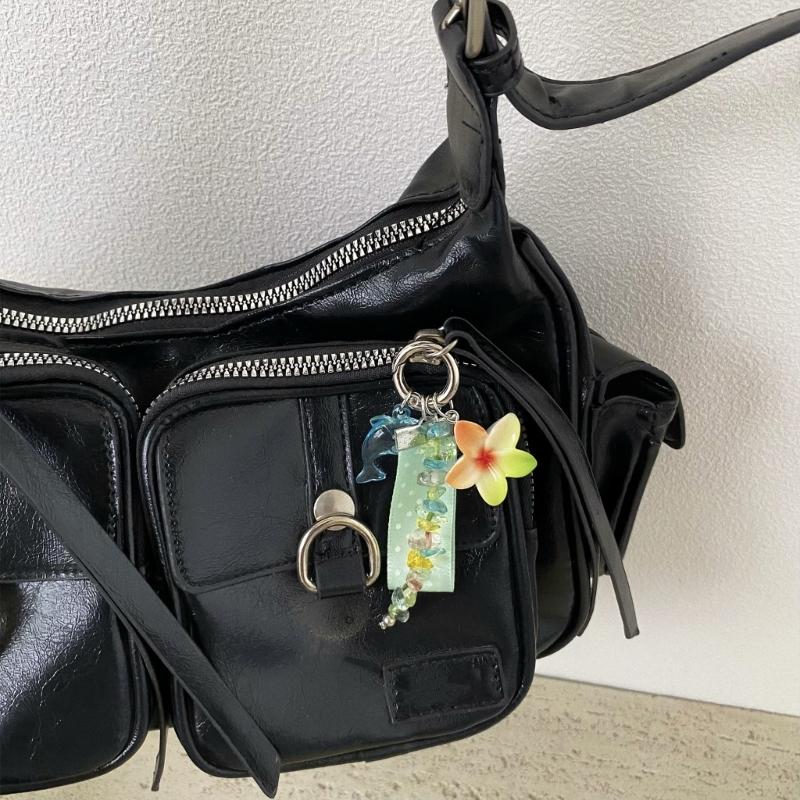 Lightweight And Stylish Dolphin Keychain With Egg Flower And Dot Design Key Accessory For Everyday Carry Items