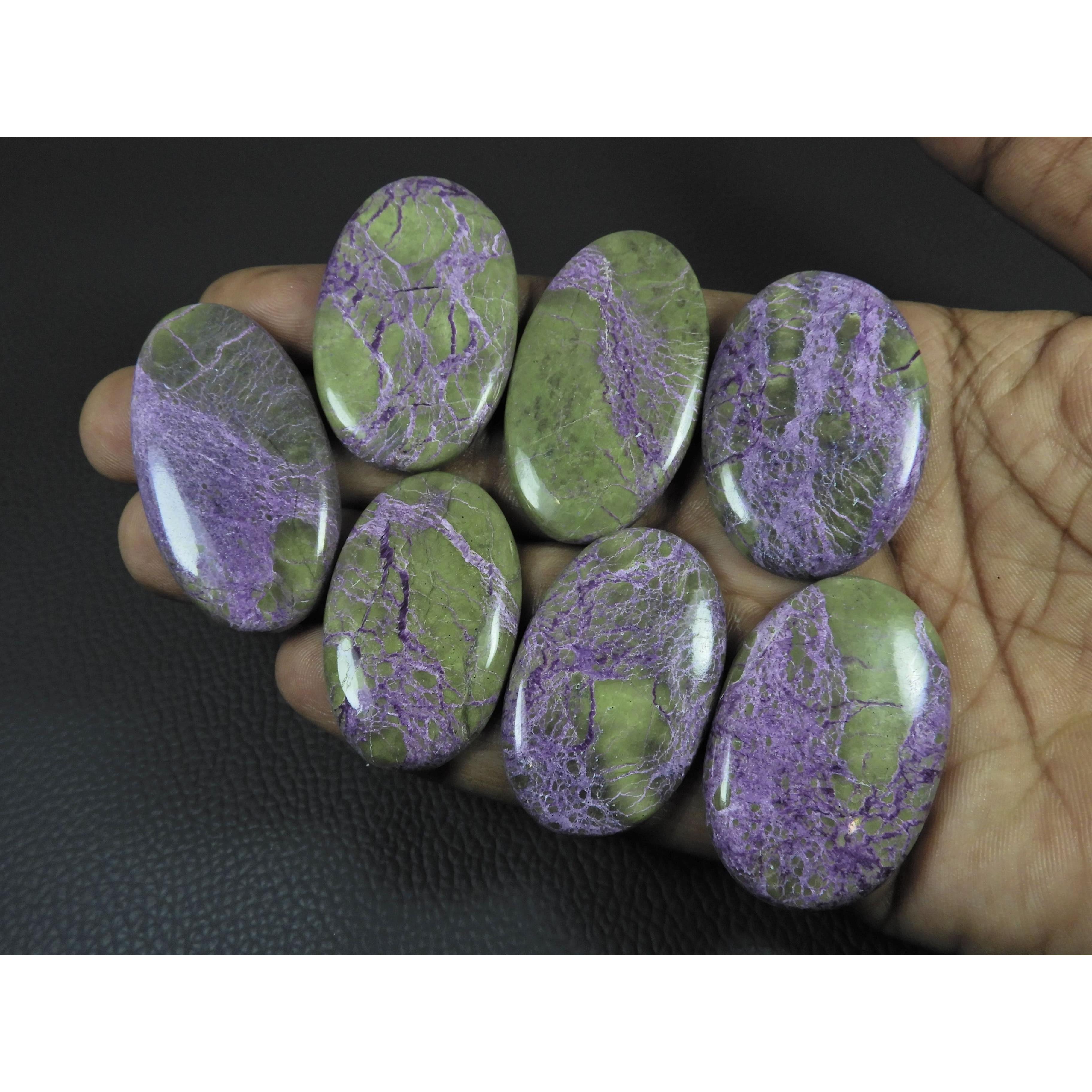 07Pcs Natural Stichtite Oval Shape Cabochon Loose Gemstone 292Cts. Lot C-2993