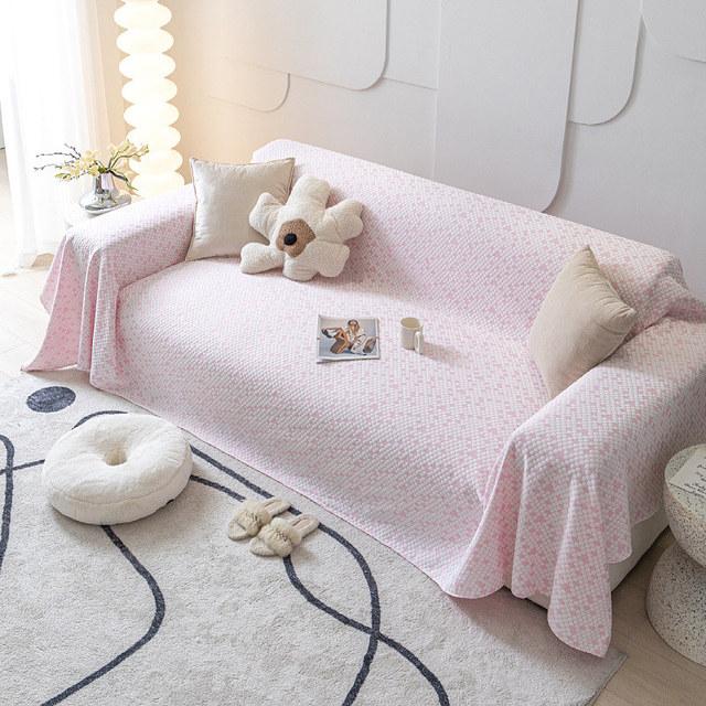 

Прохладный летний чехол для дивана с подлокотником для кожаного дивана, нескользящий современный диван, полотенце, защита для мебели L-образной формы Cushion cover45x45cm розовый