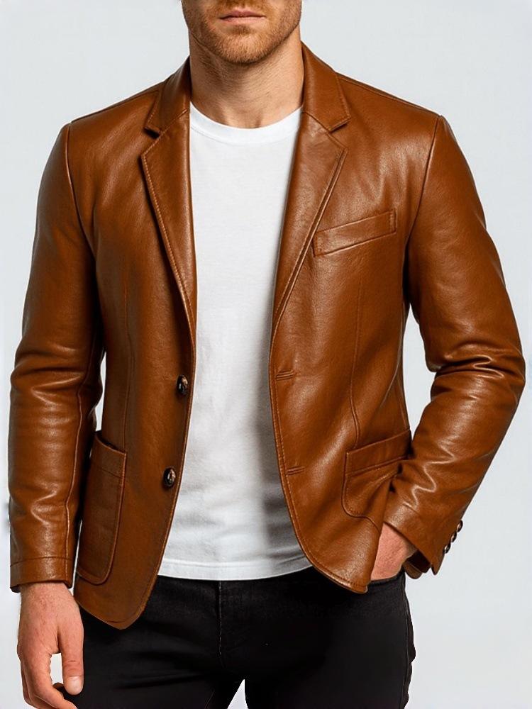 European and American locomotive leather jacket autumn and winter men s new coat fashion slim men s jacket men s clothing Amazon S темно-коричневого