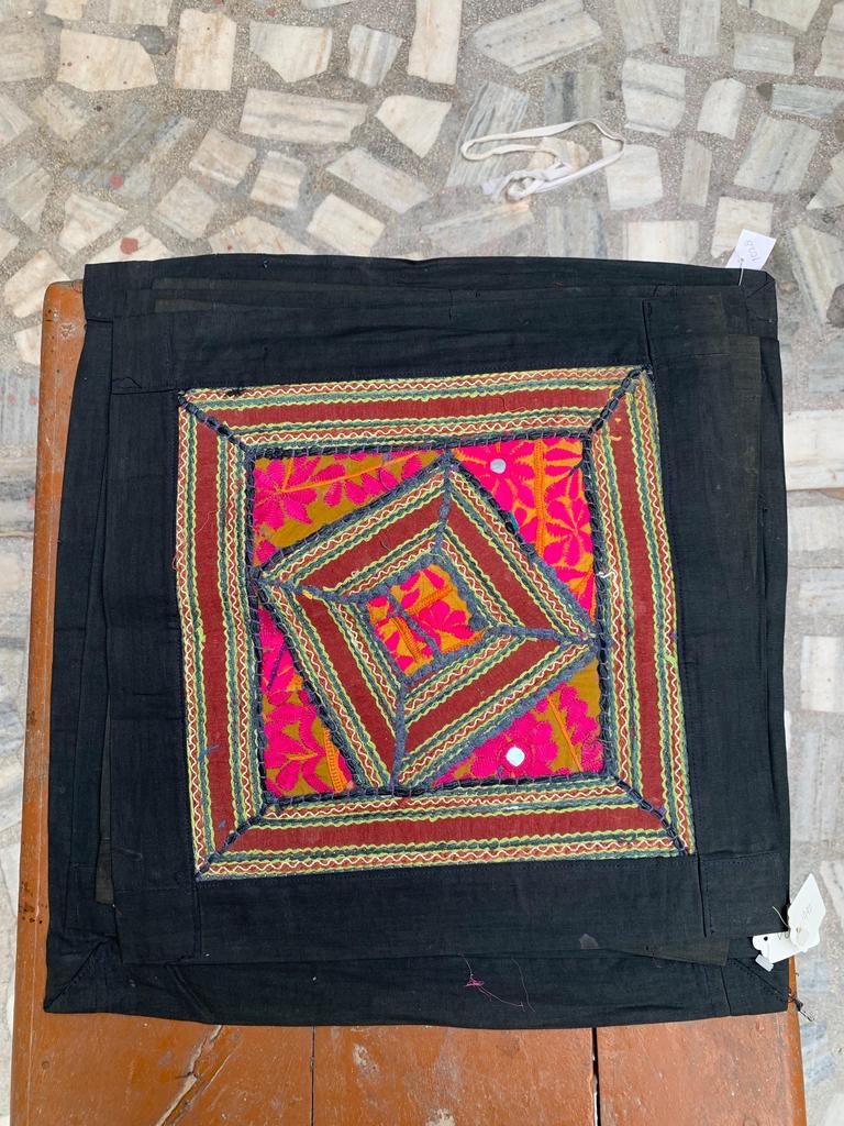 Hand Embroidered Cotton Pillow Cover: Bohemian Cushion, 40