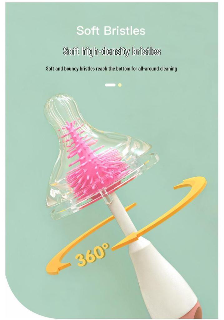Anpei 360° Rotating Silicone Bottle & Nipple Cleaning Brush Set