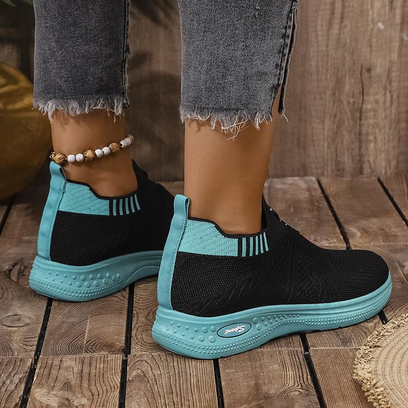 Fashion Breathable Knit Casual Sneakers for Women 2025 Comfortable Slip On Sports Shoes Woman Spring Autumn Mix Color Non Slip Sneakers