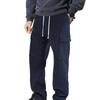 Autumn and Winter Solid Color Thin Corduroy Multi-pocket Straight-leg Pants Men's Sweeping Pants Men's Casual Loose Trousers
