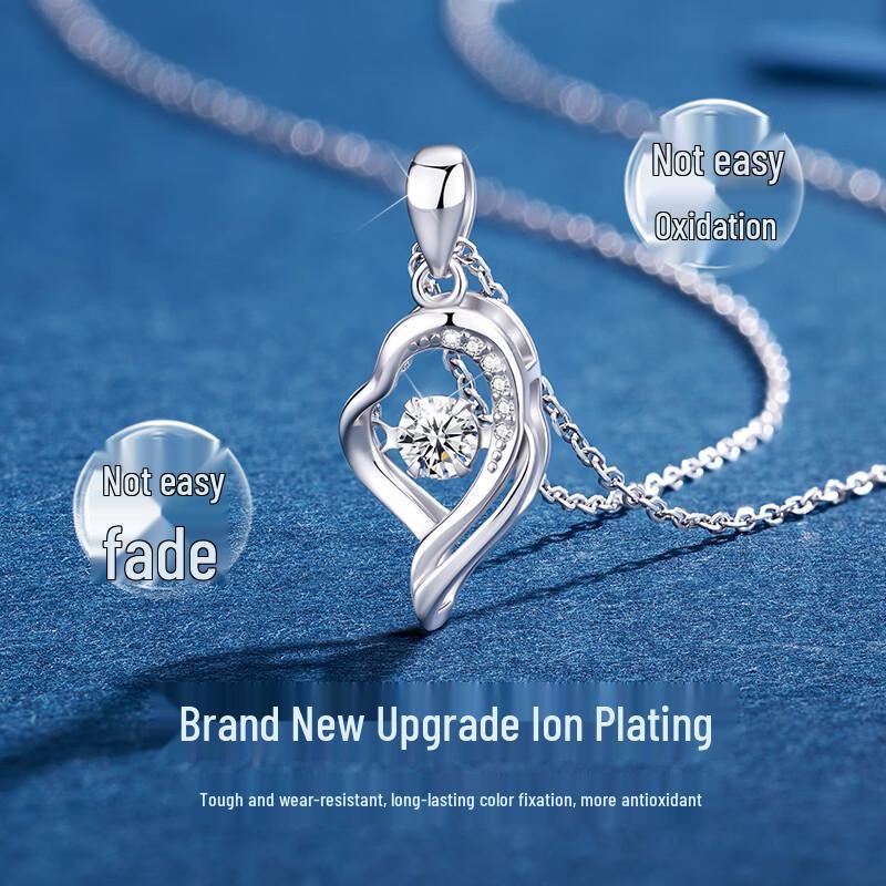 Zhenshangyin Moissanite Sterling Silver 'My Heart For You' Pendant Necklace