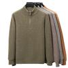 Men's 100% Wool High Collar Zipper Sweater - Thick, Warm Knitted Base Layer for Autumn/Winter