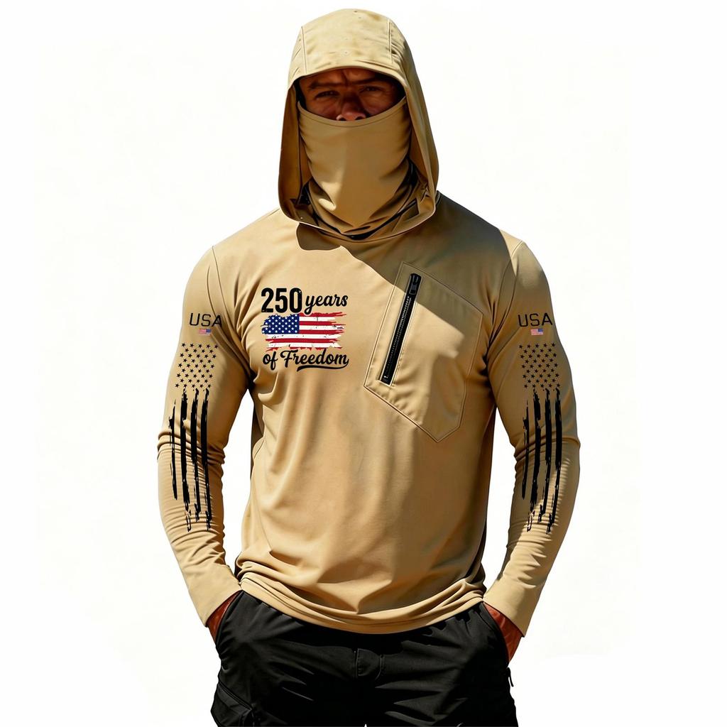 Camiseta Casual con Capucha de Manga Larga para Hombre con Protección Solar