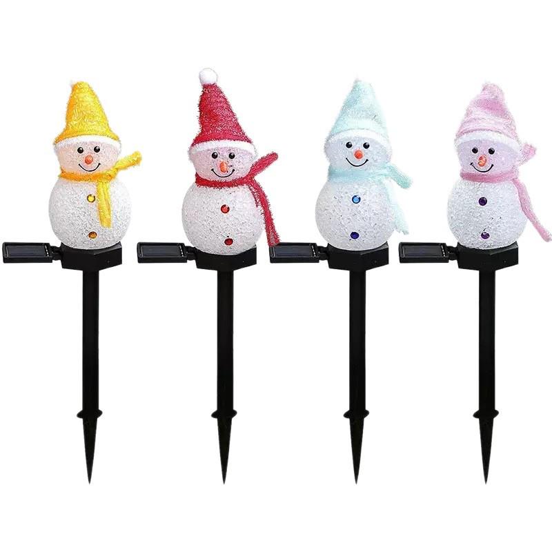 Solar Snowman Outdoor Waterproof Christmas Lights for Courtyard and Garden Blue Snowman