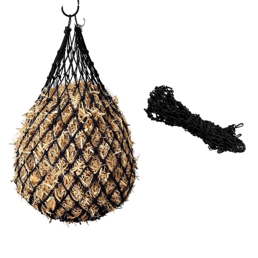 Large Capacity Hay Net for Horses Cattle Sheep Llamas Durable Small Hole Feed Bag with Hanging Rings Suitable for Equine Feeding and Livestock Grazing