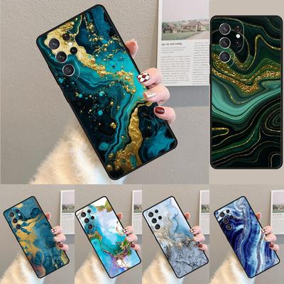 Gold Indigo Faux Malachite Silicone Phone Case For Samsung Galaxy Note 10 Pro S26 S25 S24 S23 S22 S21 Plus S25Ultra Capa Cover