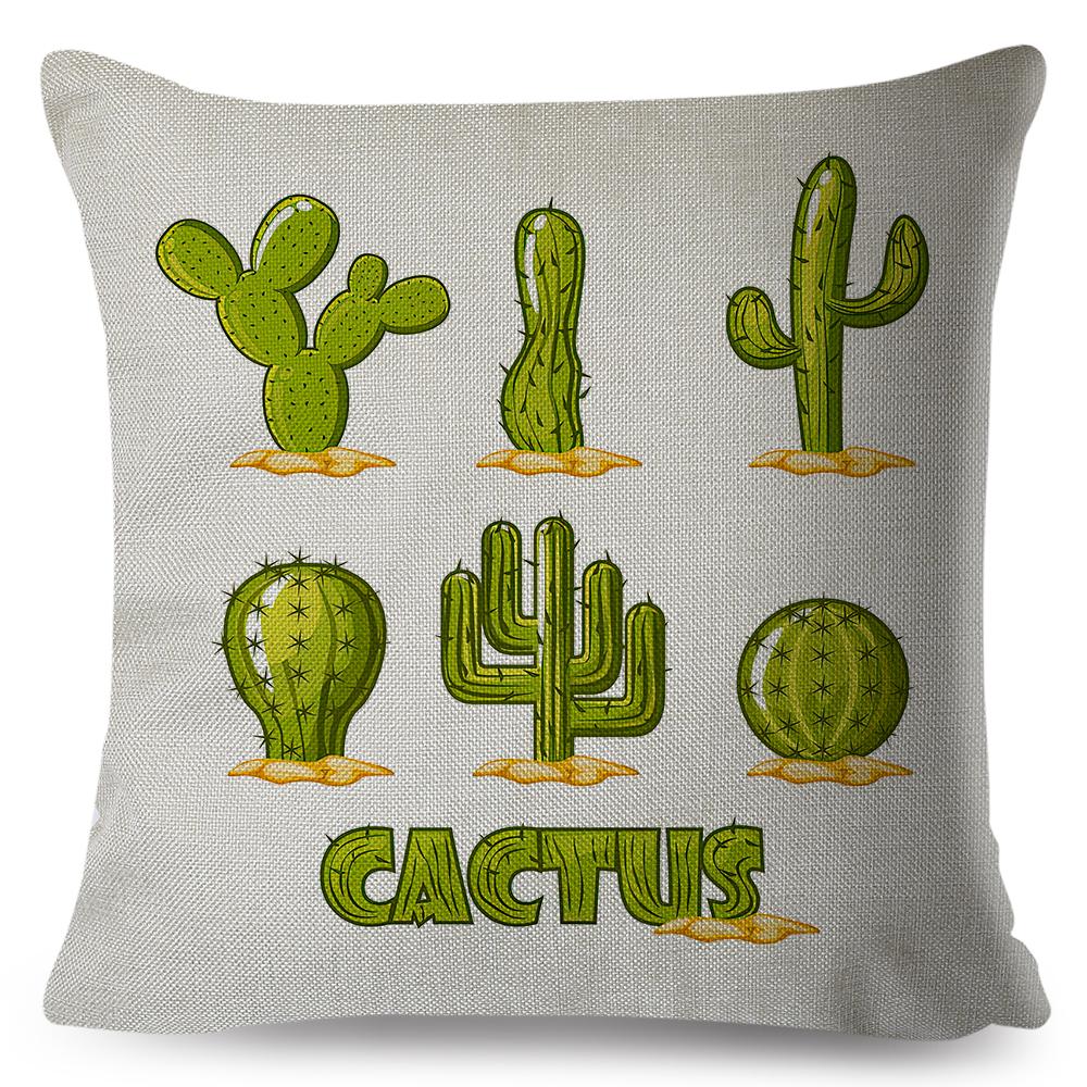 Succulent Cushion Cover Colorful Potted Cactus Design Soft Polyester Sofa Chair Decor Throw Pillow Case