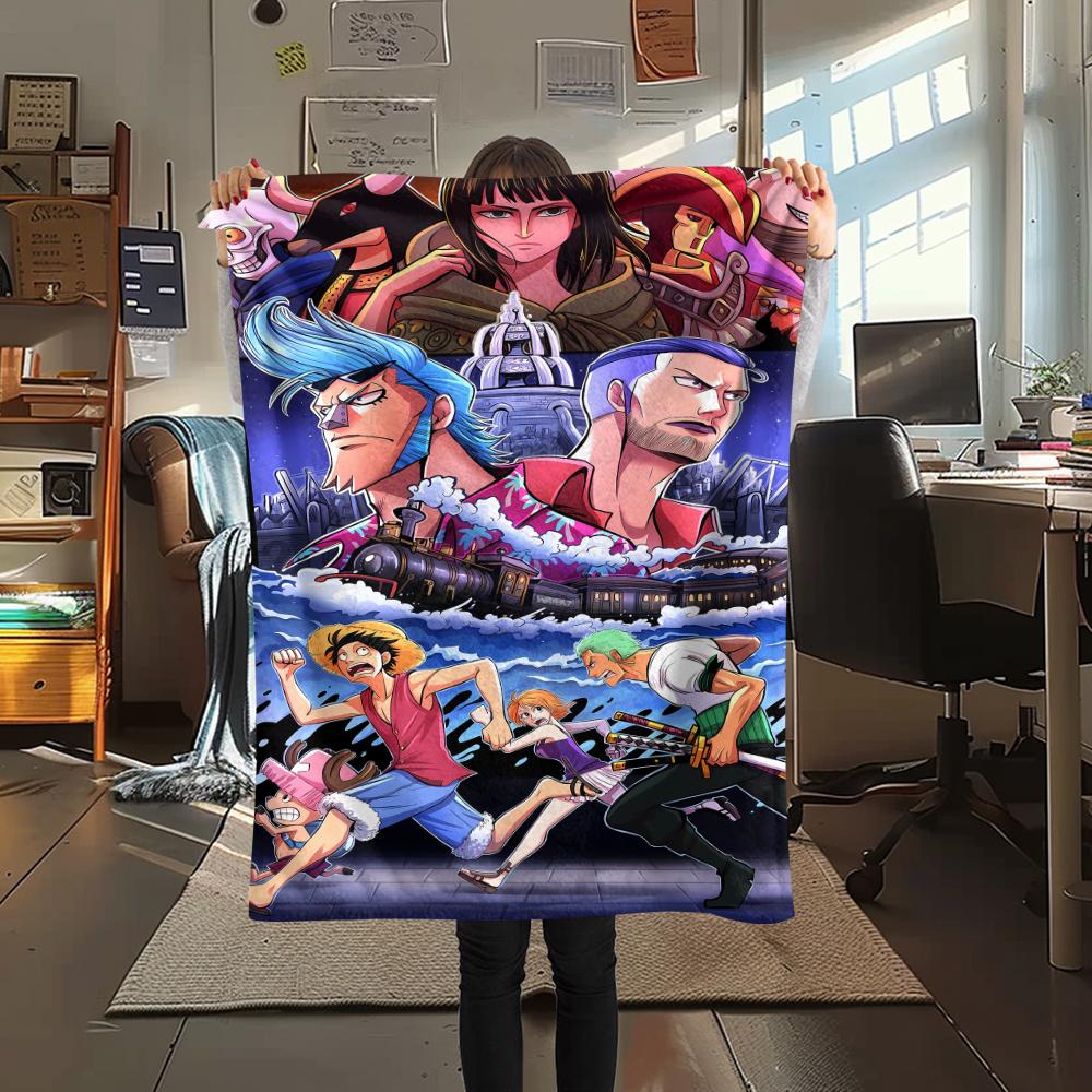 One Piece Character Print Flannel Blanket,High Quality Comfortable for All Seasons,Home Decor,Warmth and Comfort,Perfect for Christmas Gifts