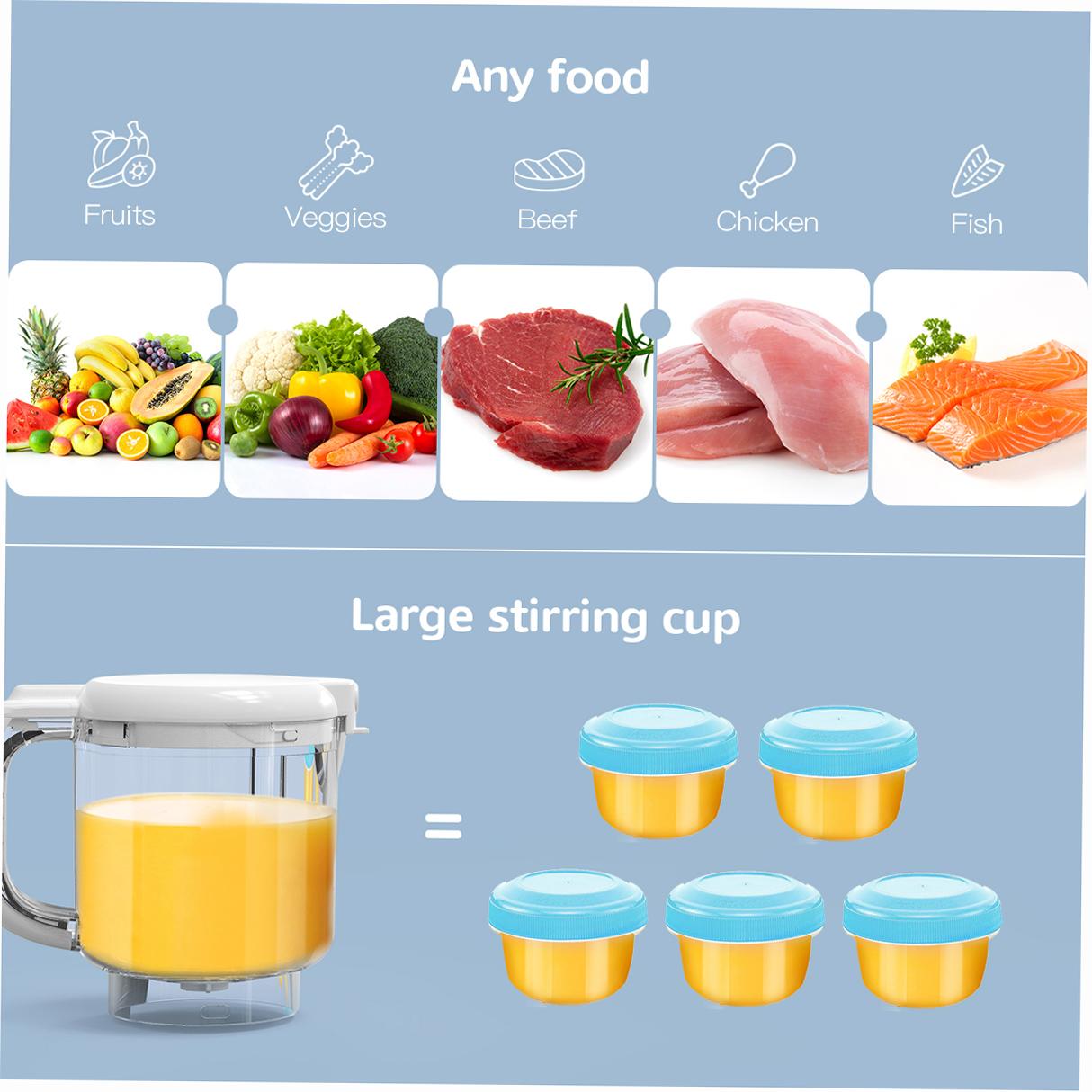 Multifunctional Infant Food Auxiliary Machine Baby Food Maker Cooking Stirring Integrated Food Machine EU Plug синий