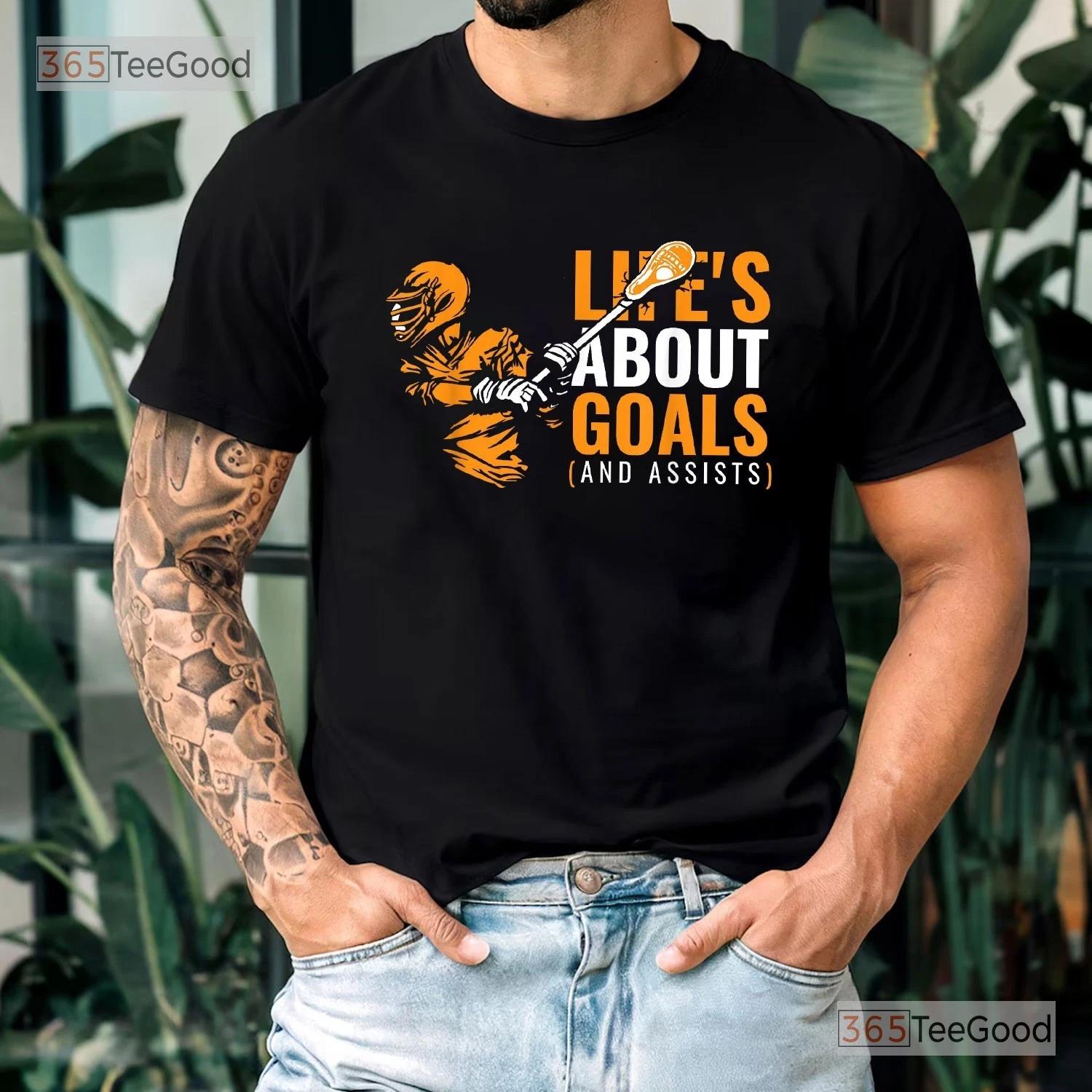 Lifes About Goals Lacrosse Player Tee, Inspirational Lax Team Gear Shirt 2XL
