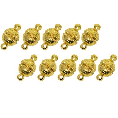 10 Sets Brass Engraved 8mm Ball Magnetic Clasps Connector Findings