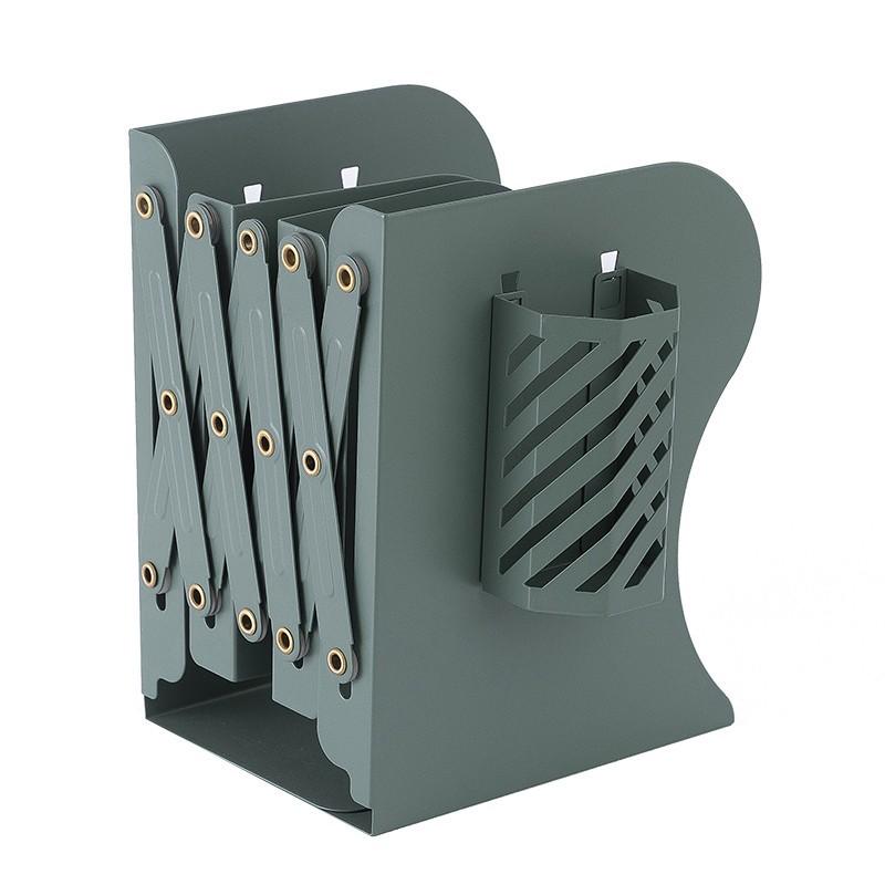 Retractable Bookstand with Pen Holder Integrated Desktop Book Storage Rack Baffle Book Clip Folding and Fixed
