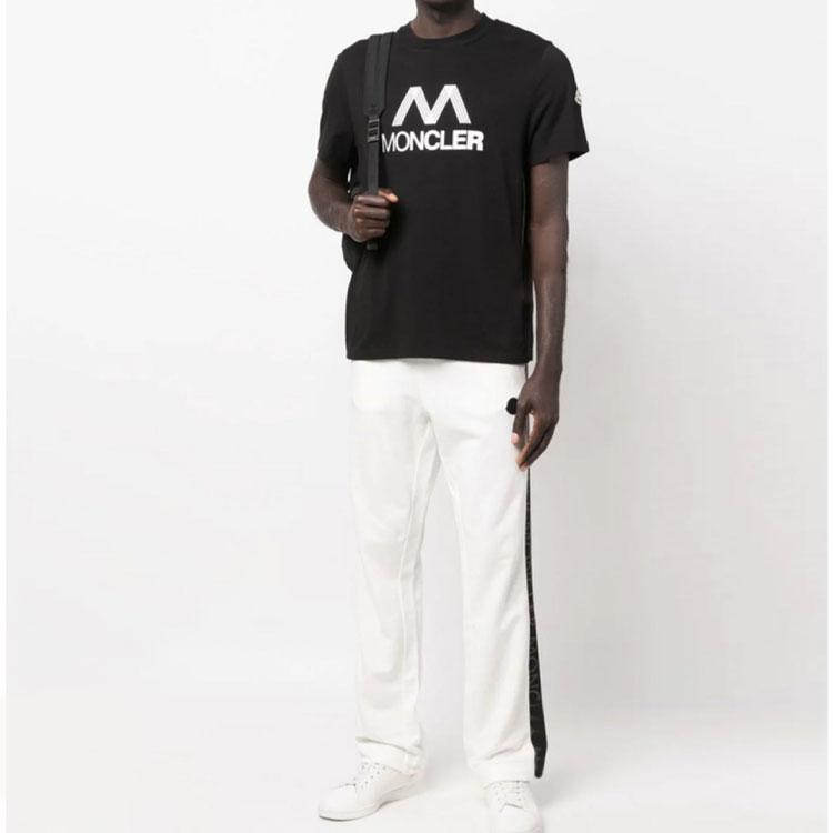 Moncler SS22 Letter Print Crew Neck Short Sleeve T-Shirt Men Tops Black H10918C00038829H8999