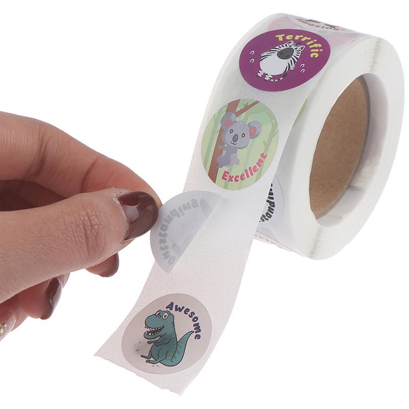 500 Stück/Rolle Niedliche Cartoon-Tiere Aufkleber Journal Scrapbooking Belohnungsaufkleber