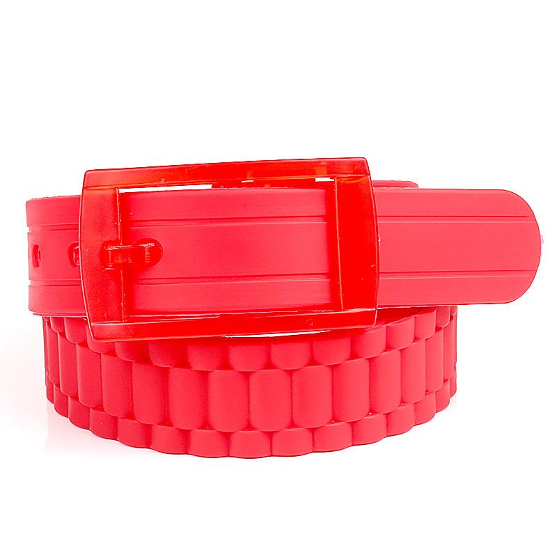 Nuove Cinture Per Uomo Donna Colori Uni Caramella Gomma Siliconica Pelle Forma Ondulata Fibbia in Plastica Cintura Carina Senza Metallo