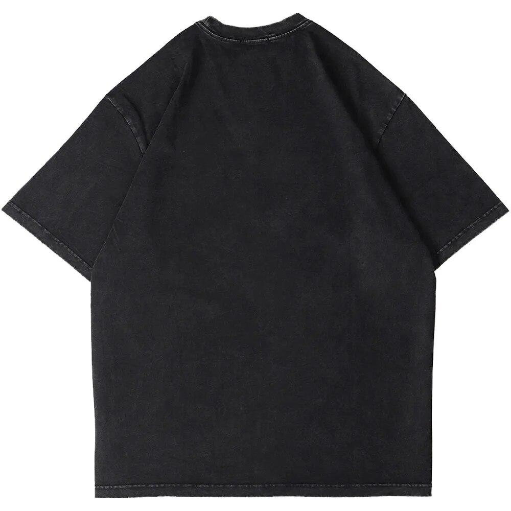 Fashion Retro Washed Cotton T-shirt Unisex O-neck Cool Summer T-shirt Short-sleeved T-shirt Top