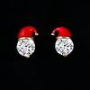 Red Zircon Santa Hat Stud Earrings - Festive Women's Holiday Jewelry Gift