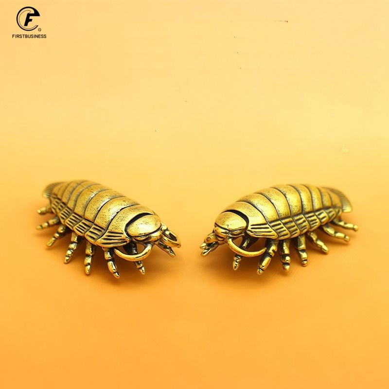 2026 new style Solid Brass Living fossil Giant isopod Miniature Figurines Cute Animal Design Tea Pet Table Decoration Handcrafts