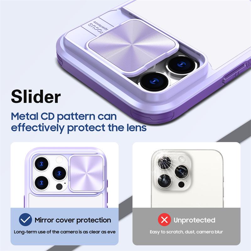 Transparente Schiebe-iPhone-Hülle für Modelle 11-17 Pro Max