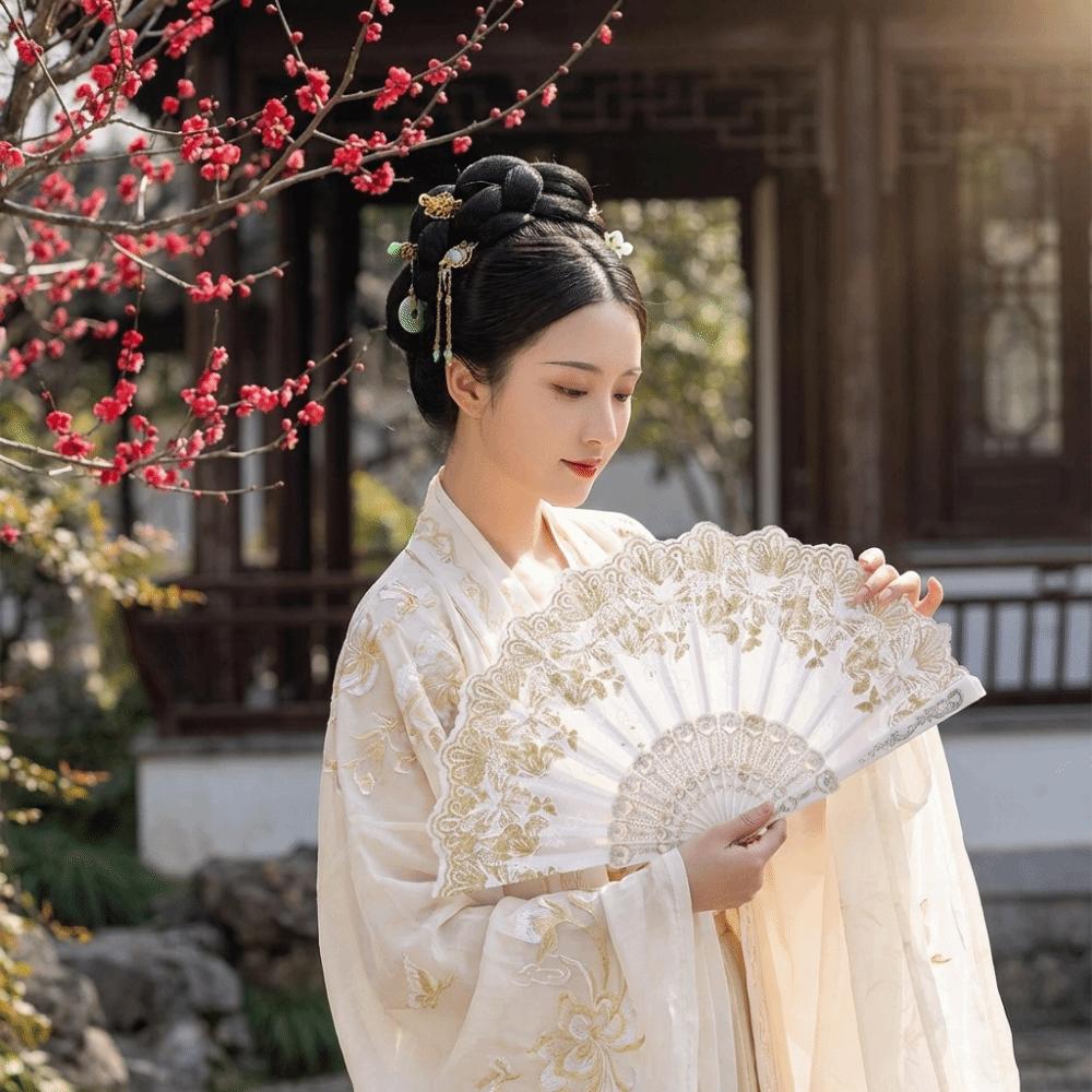 Butterfly Pattern Chinese Style Folding Fan Lace Dance Fan Portable Hand Fans  Hanfu Accessories
