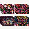 4PC Table Mat Mexican Style Colorful Skull Placemats Day Of The Dead Decoration And Supplies For Home Halloween Decor
