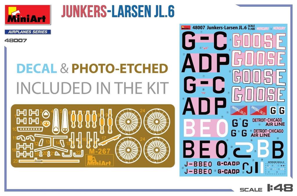 Miniart Plastic Model MA48007 1/48 Junkers-Larsen JL.6 (Airplane)