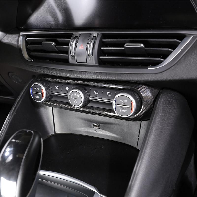 Real Carbon Fiber For Alfa Romeo Stelvio Giulia 2017-2026 Car Air Conditioning Volume Knob Decorative Frame Car Accessories