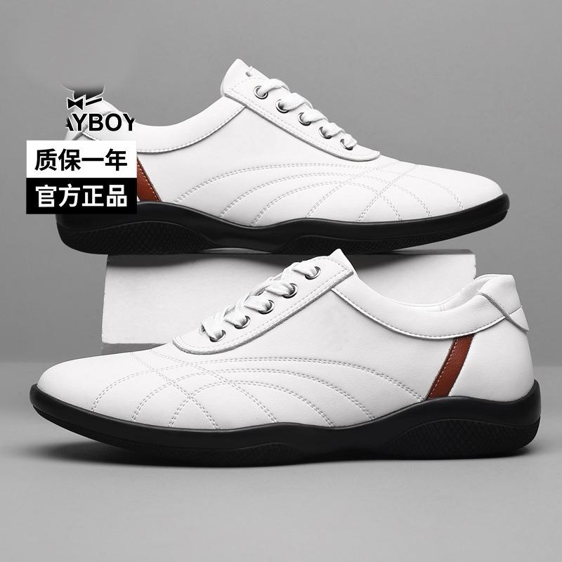Herrskor nya andningsbara sport casual Doudou-skor mångsidiga brädskor mode vita skor