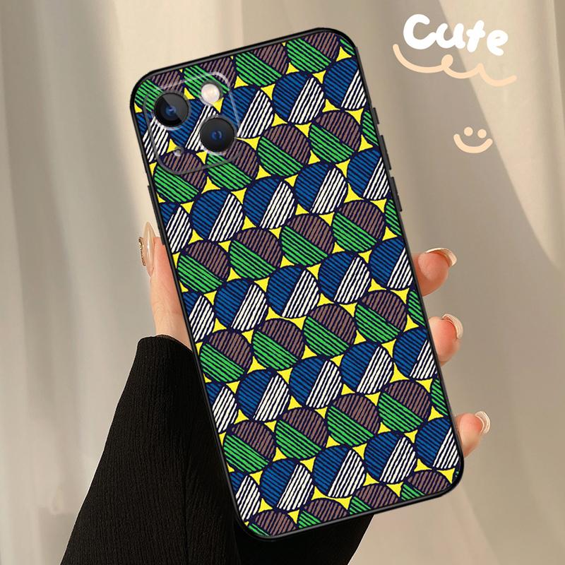 African Fabric Print Phone Case For iPhone 17 Air 12 13 Mini 11 14 15 16 Pro Max Plus 16e 17 Pro Max Back Cover