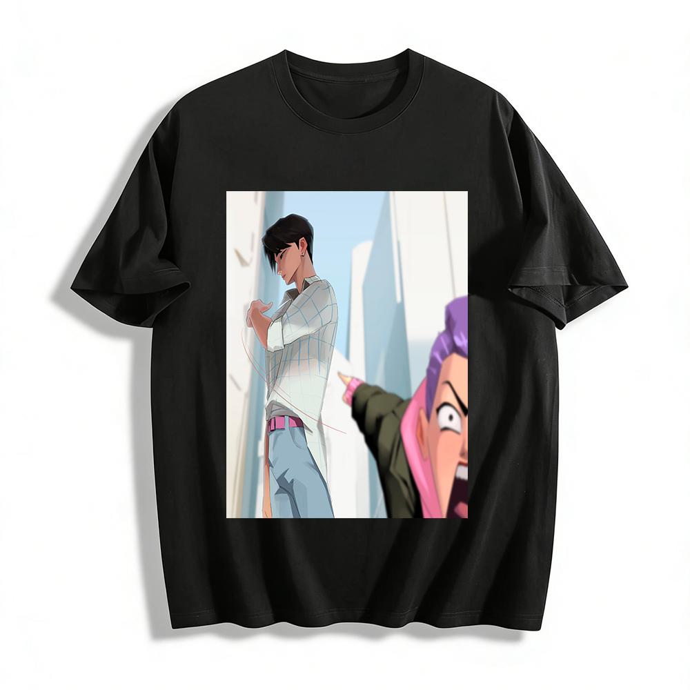 

Funny Chase Print Casual Top Street Style Fun Cartoon Unisex Loose Breathable Daily T-shirt Pure cotton T-shirt XXS