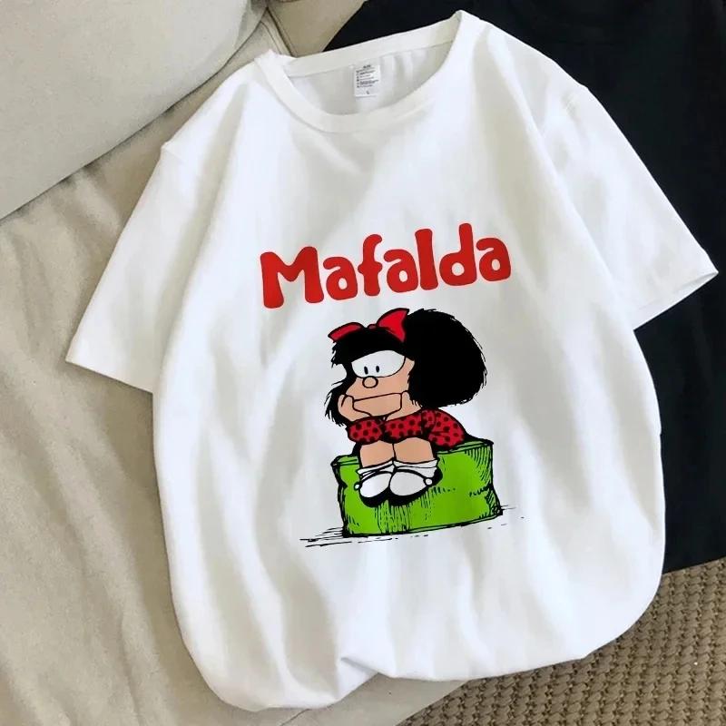 Harajuku Fun Cartoon Mafalda Kawaii Pattern Printed T-shirt Summer Cotton T-shirt Fashion Trend Top Harajuku Cotton Street Wear