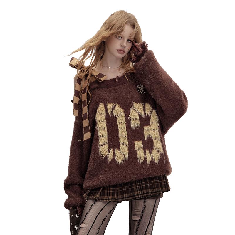 

UNIFREE Women s Retro Off-Shoulder Knit Pullover M