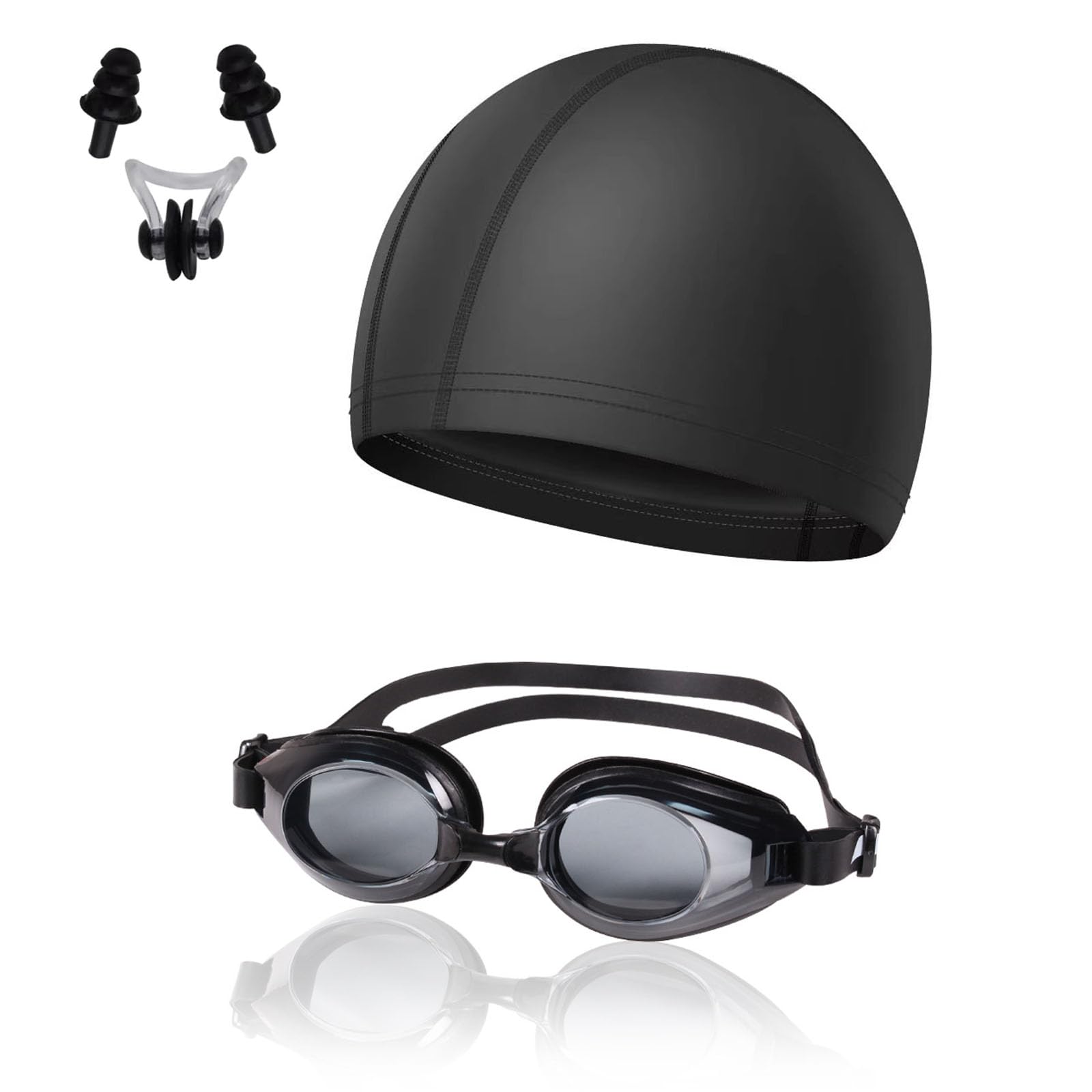 

Phyxiul Swimming Goggle Set with Swim Cap and Swimming Competitive Underwater Adjustable Unisex 3-Piece Earplugs, Anti-Fog Goggles, Fitness, Swimming,