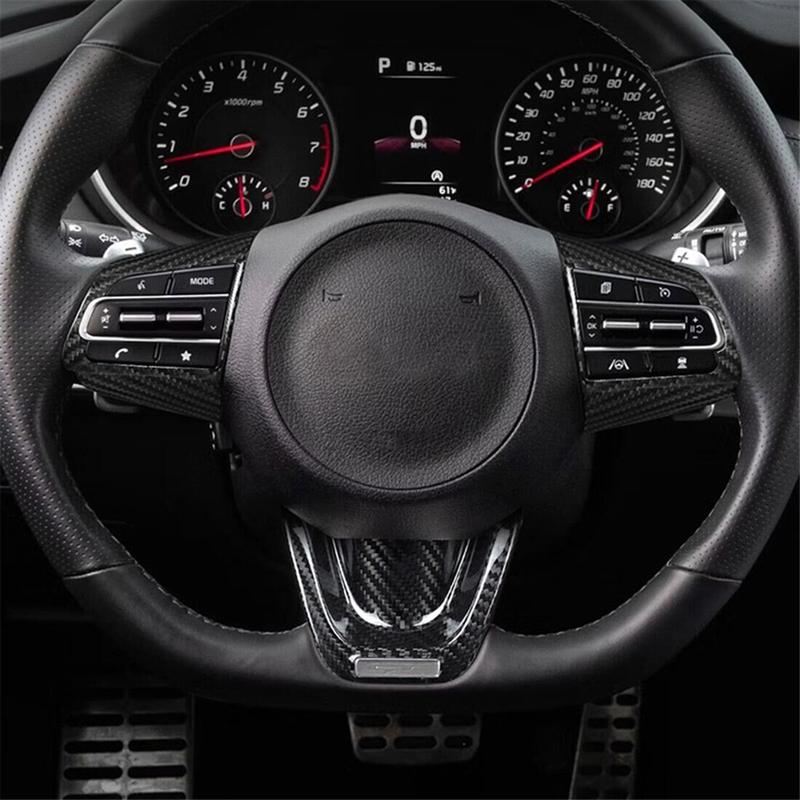 A87Q-Real Hard Carbon Fiber Sticker Steering Wheel Panel Trim for Kia Stinger 2018