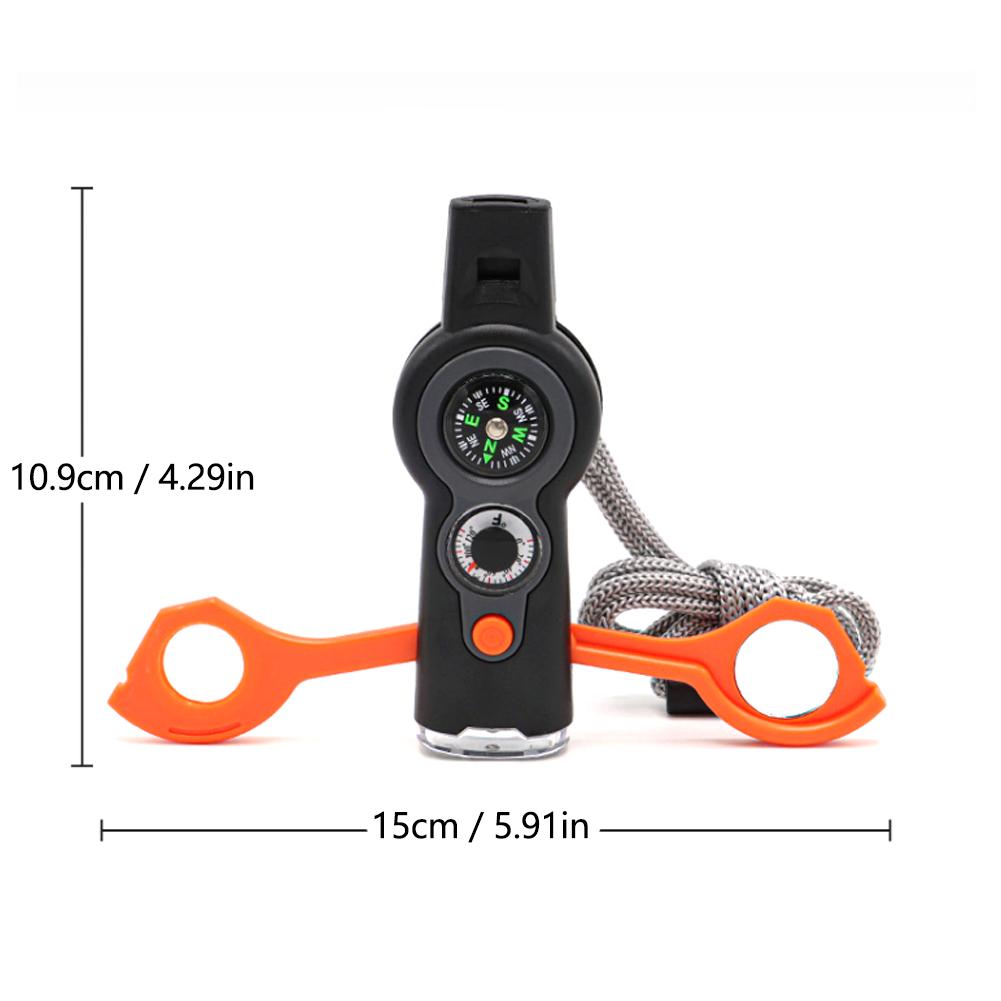 Outdoor Camping 7-In-1 Multi-Function Whistle Survival Whistle Safety Whistle For Hiking Travel Accessories