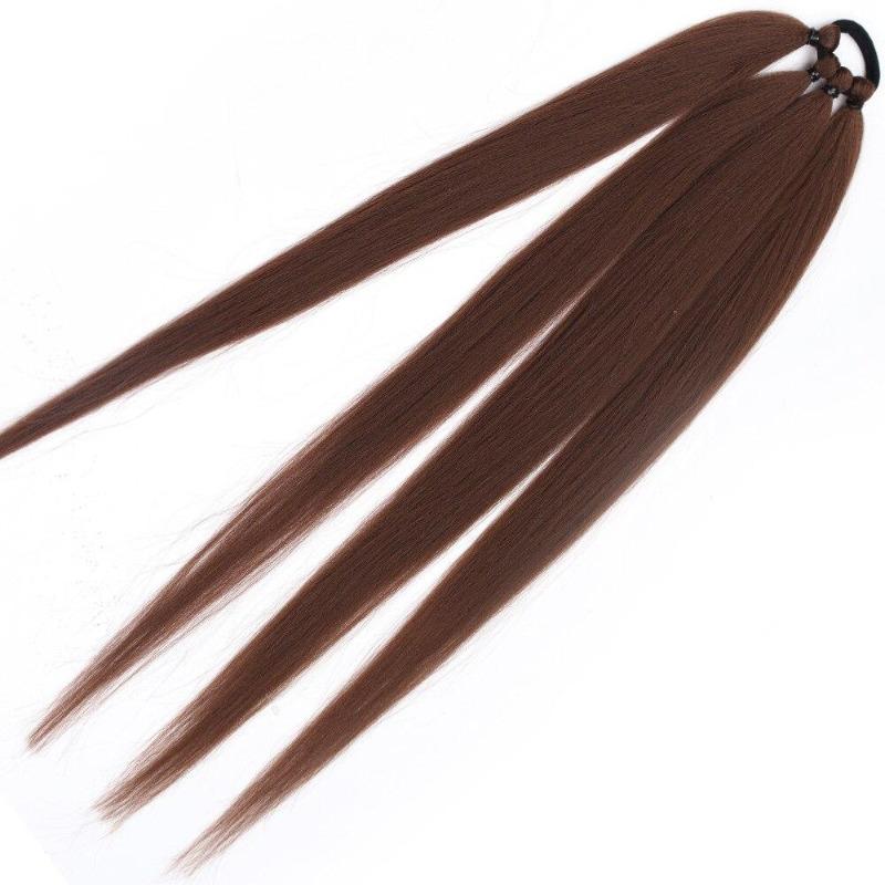 Extensiones de cabello de cola de caballo trenzadas sintéticas, peluca rubia Natural, envoltura larga alrededor de cola de caballo con banda de goma