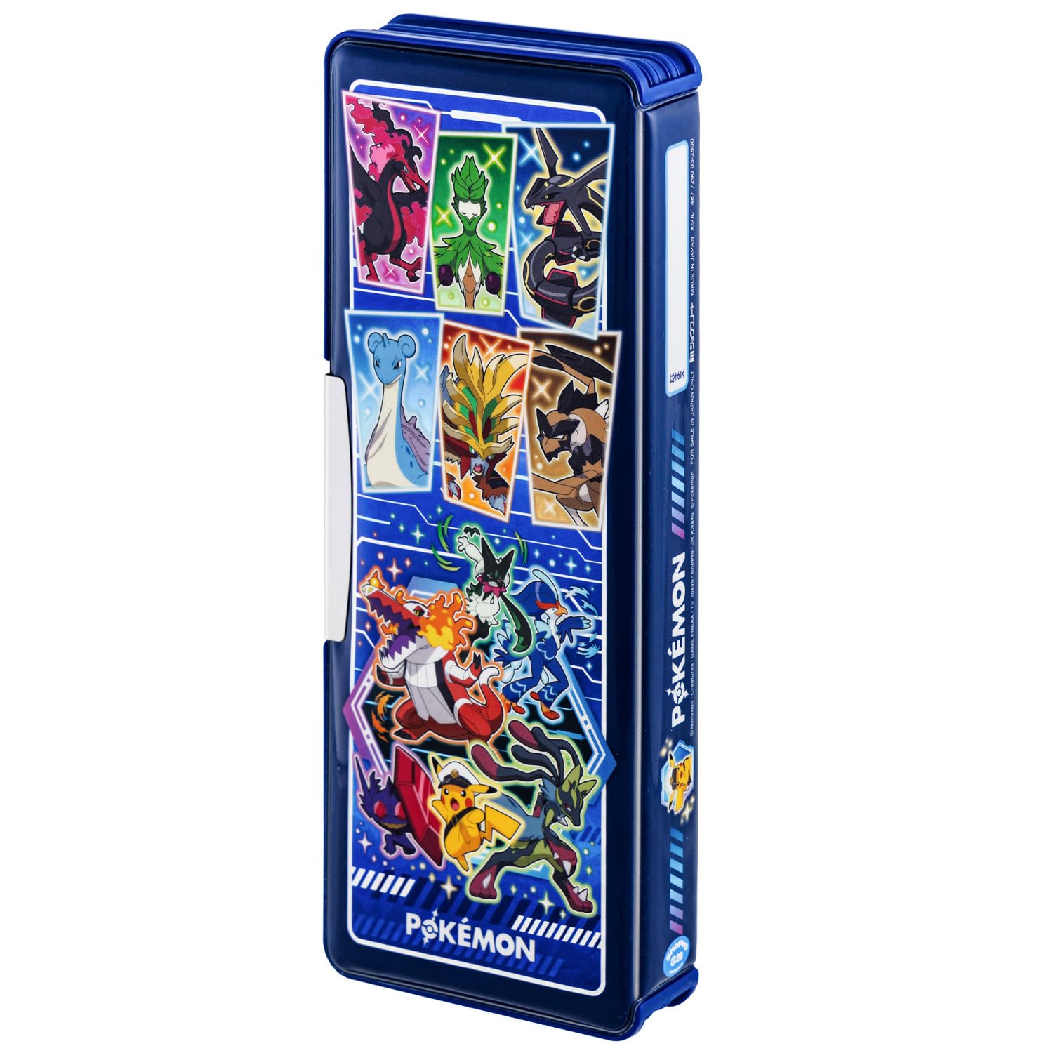 Showa Note Пенал для карандашей Pokémon Голографический, Двустороннее открытие, Темно-синий, Блестящий дизайн, 487729003