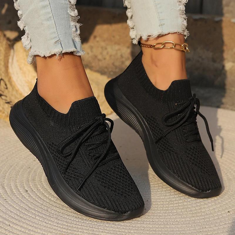 Mesh Breathable Soft Sole Sneakers Women Lightweight Non-Slip Running Walking Shoes Woman 2024 Spring Casual Lace Up Flats Shoes