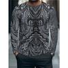 Men's 3D Stripe Printed Long-sleeved T-shirt, Comfortable, Breathable and Versatile Men's Top
