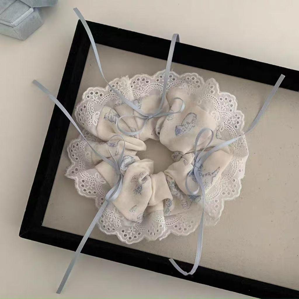 

Fresh Lace Scrunchie for Women Korean Low Ponytail Bun Hair Tie Large Ruffle Elastic Headband Cute Daily Hair Rope for Girls